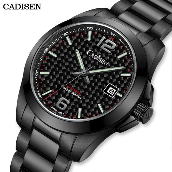 

wristwatches cadisen 2021 automatic men watch mechanical 39mm luxury sapphire crystal 200m waterproof miyota 8215 black stainless steel, Slivery;brown