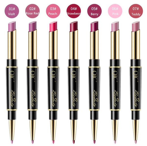 

qic lipstick lip liner set double head 2 in 1 matte lasting non sticky waterproof lipstick pen cosmetic moisturizing lip primer lip makeup g