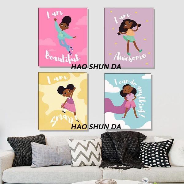 

paintings motivational black girl wall art kids room decor hd print painting canvas poster for girls bedroom tween