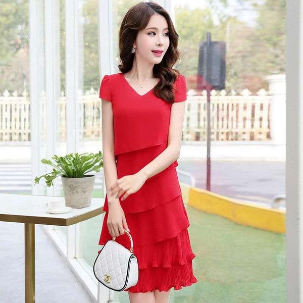 

casual dresses vestidos party dress women plus size 4xl chiffon summer v-neck a-line cake sukienki robe ropa mujer, Black;gray