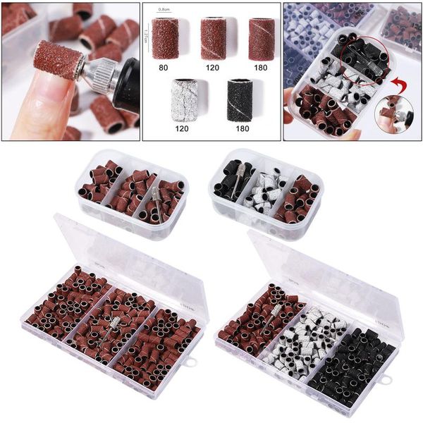 

nail art equipment sanding bands gel polish remover tool w/mandrel drill sandpaper band accessory sleeves polishing drum tools, Silver