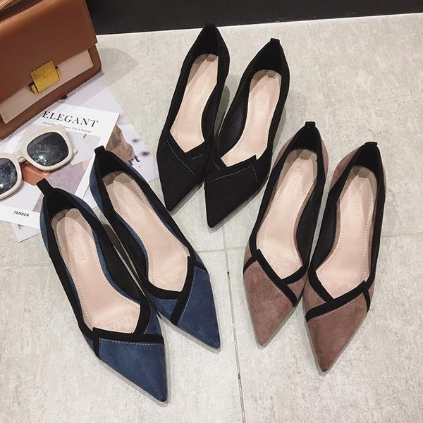 

dress shoes brown high heels women's basic sports 2021 suede party banquet work fashion sexy, Black