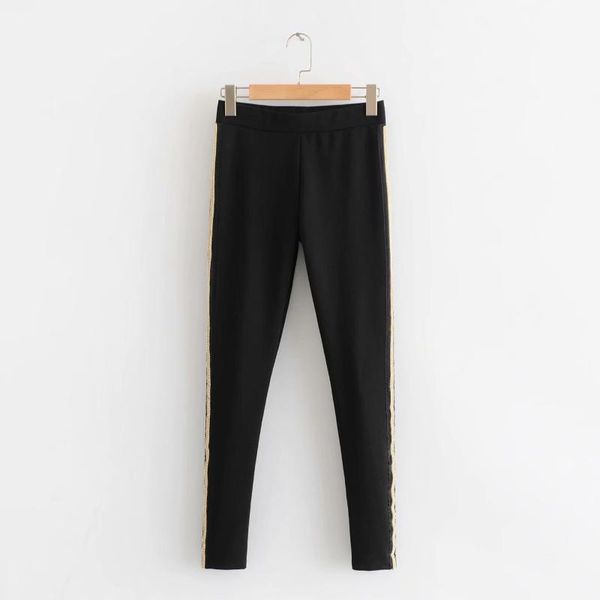 

fashion women with the 50-7073 european and american golden chain drill leisure leggings women's jeans, Blue