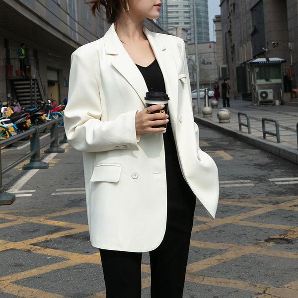 

women's suits & blazers 2021 spring and autumn white suit coat thin design small casual [7], White;black