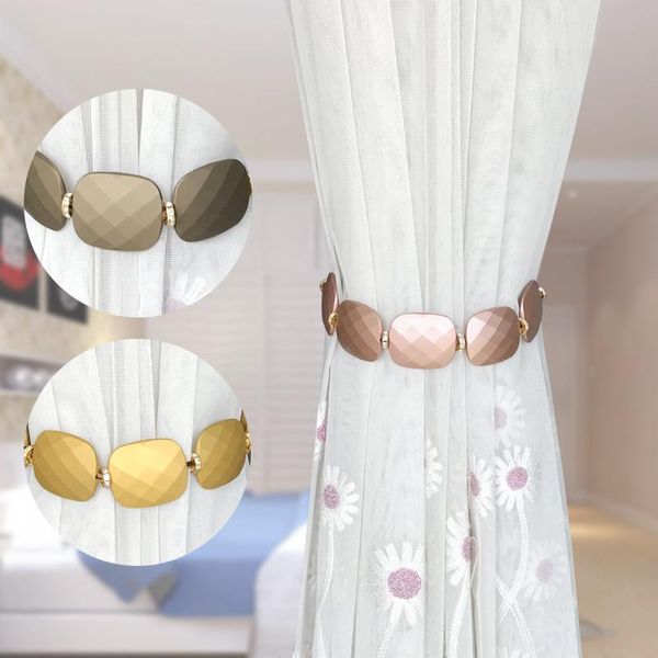 

one pair tieback simple curtain accessories decorative diamond magnet metal hanging buckle bandage strap tie tape m597 other home decor
