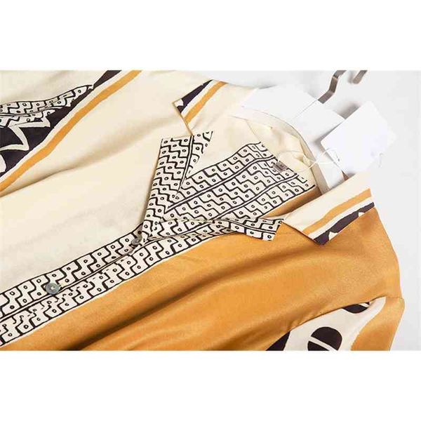

dress 2021 fashion turmeric geometric printing natural mulberry silk crepe-de-chine women's design shirt skirt, Black;gray