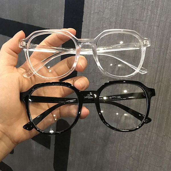 

fashion sunglasses frames polygonal anti blue light women glasses men optical computer eyeglasses frame classic retro transparent eyewear, Black