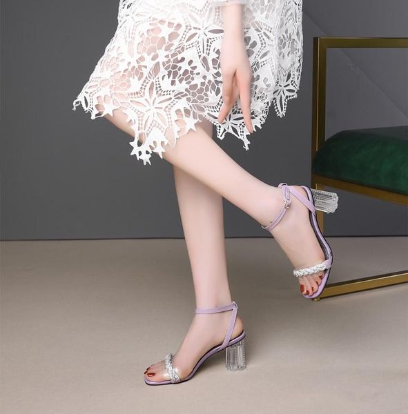 

oversized 11 12 high heels sandals women shoes woman summer ladies transparent strap buckled with thick, Black