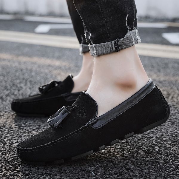 

dress shoes men's peas comfortable men casual trend breathable loafers slip-on footwear walking driving shoes 38-45 54zq, Black