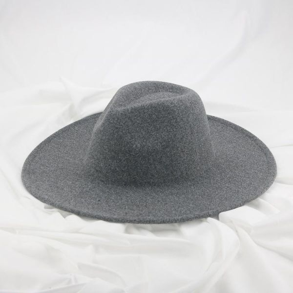 

wide brim hats women's fedoras panama big 9.5cm grey khaki jazz men caps winter dress fedora pamelas y tocados para bodas, Blue;gray