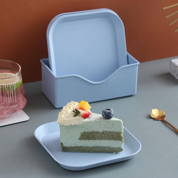 

dishes & plates qxna 7pcs square wheat straw salad bowl reusable serving with rack