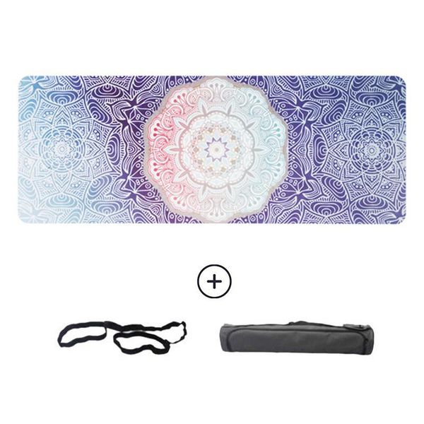 

yoga mats color printing suede mat exercise 5mm thick natural rubber anti-slip portable sports blanket
