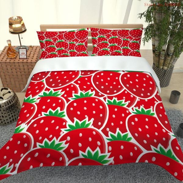 

bedding sets strawberry duvet cover 2/3 piece fruit set twin full  king size bed linen 3d printing quilt bedspread