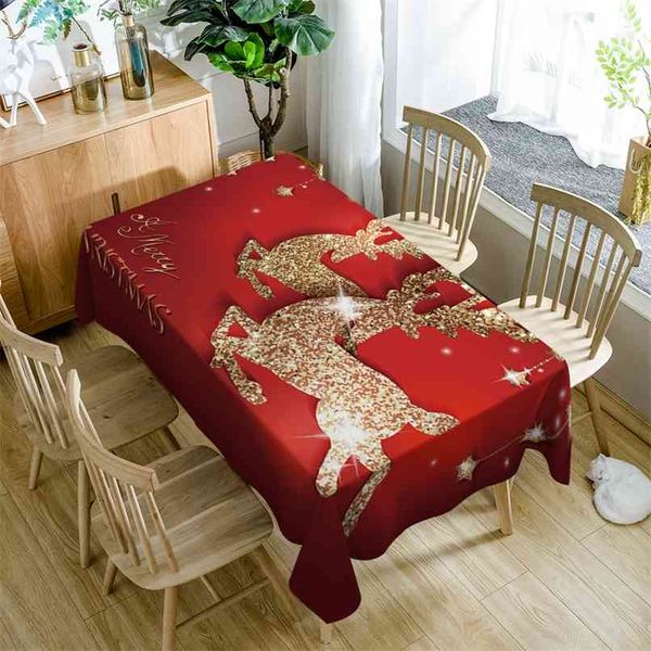 Natal decoração toalha de mesa dos desenhos animados padrão de pano de pano de pano poliéster algodão retangular cobertura 210626