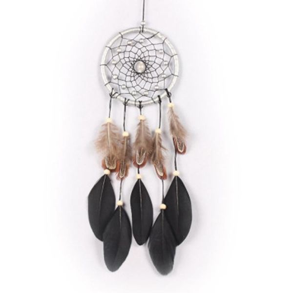 

2pcs leather black big floating dream catchers, home craft ornaments, car feather wind chimes decorative objects & figurines