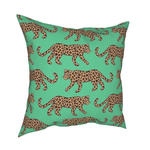 LEOPARD PARADE JUNGLEM GREEN PROFRILHO CASE DE DECORAÇÃO FORESTA CUSHION TAPLO PARA CASA DE POLOMES POLOMES DO POLOMEIRA LIDADO LOGH