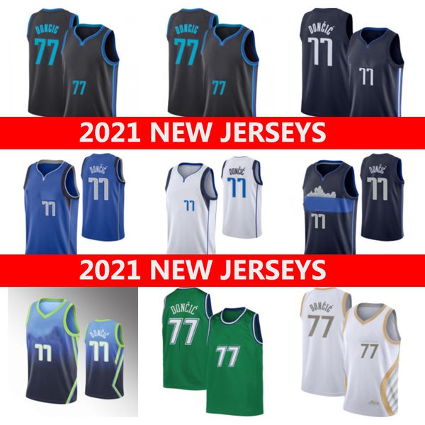 

2021 basketball jerseys 77 luka doncic, Black;red