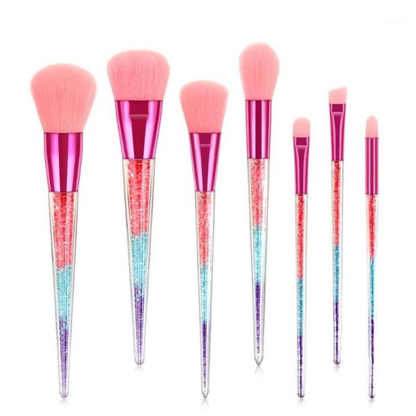 

7pcs crystal pink transparent and handle purple tube eye makeup brush set blooming outline tool to create a refined look #lr11