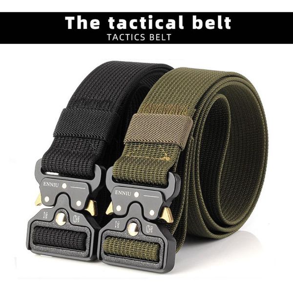 

belts men's belt tactical survival for outdoor hunting fishing alloy buckle men waistband quick release nylon elastic, Black;brown