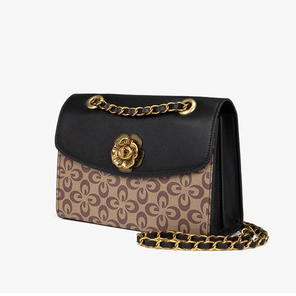 

evening bags luxury original brand camellia design printing bag women vintage all-match rivet chain shoulder daily shopper purse female b085