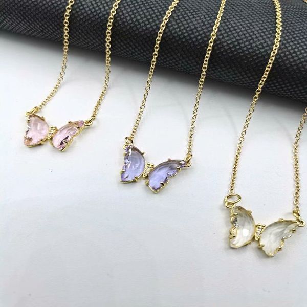 

70%off new crystal butterfly necklace with wind net and red clavicle chain, Silver