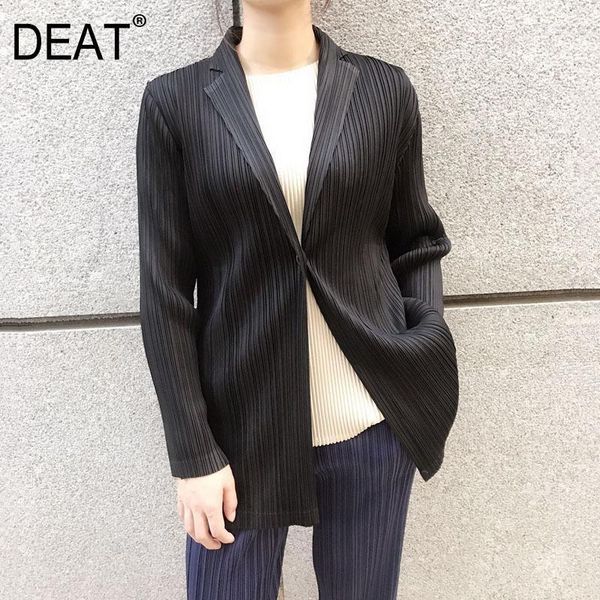 

women's jackets women's woman pleated solid lapel collar long sleeve elastic one button office lady style 2022 summer fashion 15ht, Black;brown