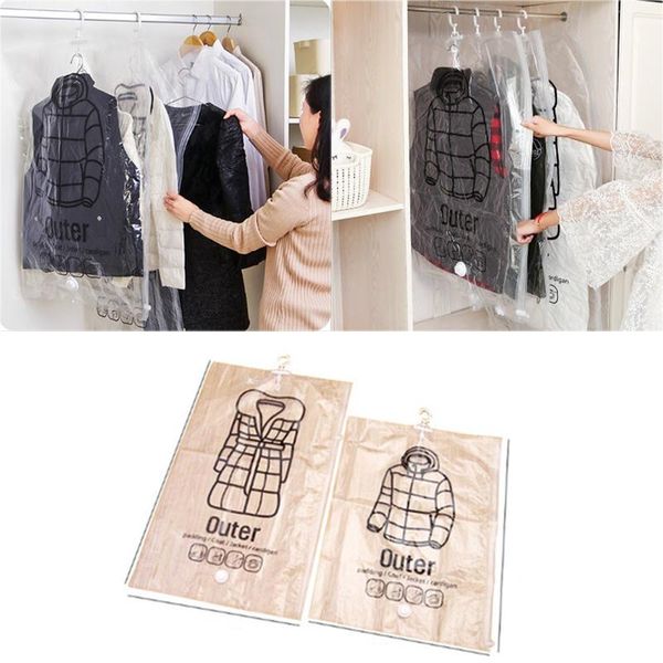 

hanging clothing compression bag storage transparent large thick down jacket pumping vacuum clothes finishing bags