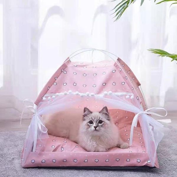

kennels & pens cute dogs cats summer cooling bed house tent den in removable washable collapsible pet princess room for d2302
