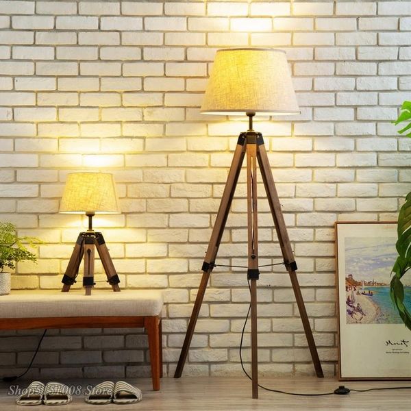 

modern tripot floor lamps wood fabric lampshade tripod standing lamp for nordic living room bedroom home decor lighting fixtures