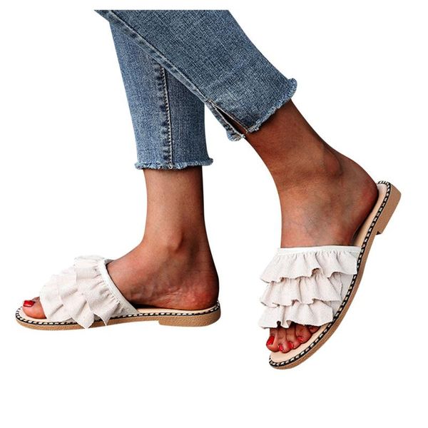 

slippers fashion women's ladies flat slides outdoor casual pu leather female beach shoe women summer flip flops #01, Black
