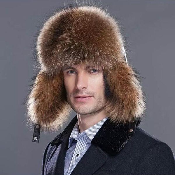 

berets men's artificial fur lei feng hat thickened to keep warm in the middle and old age ear cold cap hats, Blue;gray