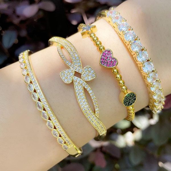 

bangle european and american fashion jewelry i simple light luxury inlaid zircon open bracelet, Black