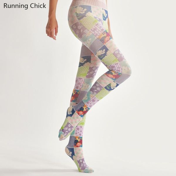 

japanese-style stitching printed pantyhose women winter romper with good ratings diabetic socks & hosiery, Black;white