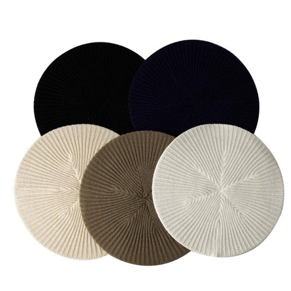 

berets geebro women autumn spring beret knitted solid rhinestone hat girls ladies warm all-match female fashion bonnet, Blue;gray