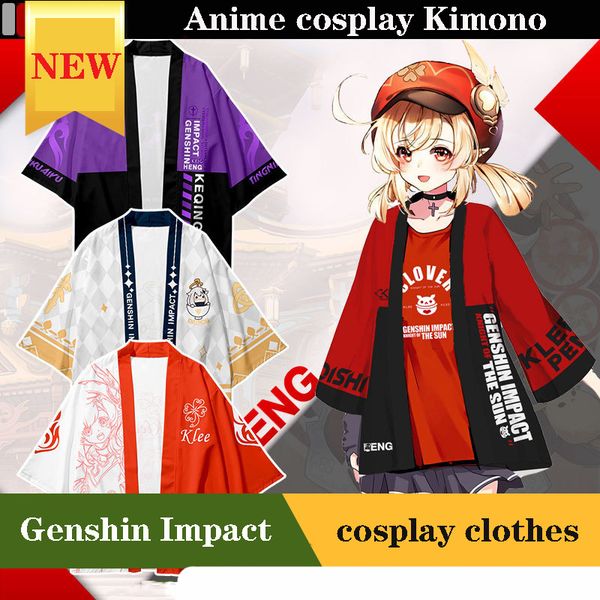 

game genshin impact cosplay costumes kawaii anime kimono for woman man xiao diluc keqing klee halloween party props gift, Black