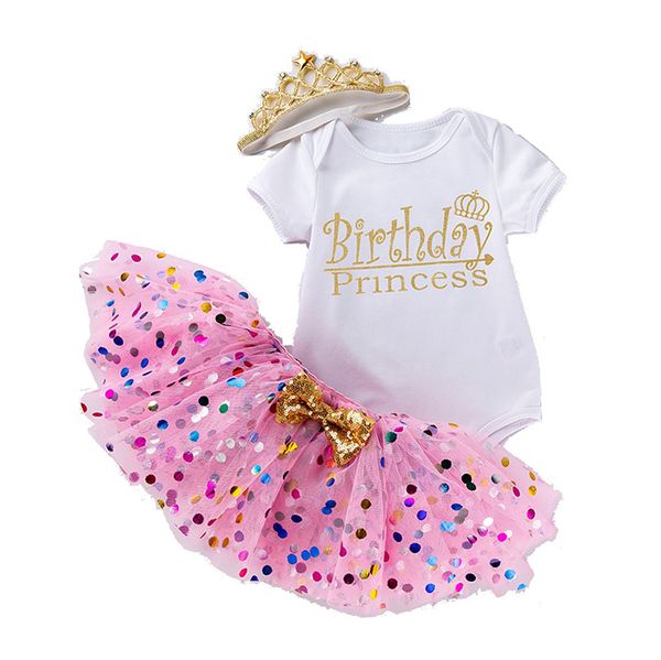

fashion baby girl 1st birthday dot romper skirts 9 style 0-24 month newborn infant princess dress cotton romper+tulle tutu skirt+headband=3p, Blue