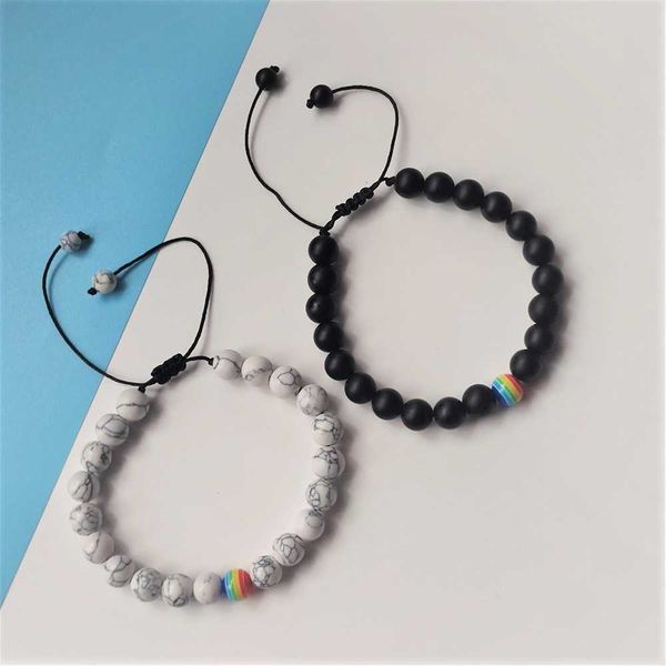 

bracelet perles pierre givrÃ©e oubaisson, Black