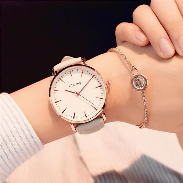 

wristwatches ulzzang simple big dial women watches fashion ladies leather dress quartz wristwatch leisure female men couple watch clock gift, Slivery;brown