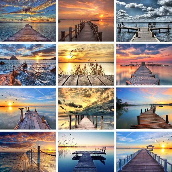 

diamond painting diy 5d sunset landscape sea view square home decoration cross stitch kit embroidery