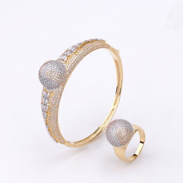 

bangle three-color electroplating color separation spherical full inlaid ladies bracelet ring simple micro-inlaid zircon jewelry, Black