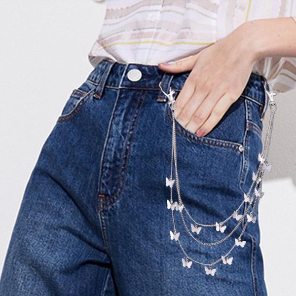 

keychains key chain women punk hiphop trouser keychain metal wallet belt pant keyring for girl fashion jewelry, Silver