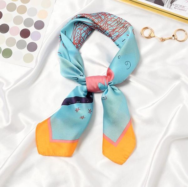 

scarves 2021 love cats print square scarf women bandana hairband lady head wraps female shawl fashion animals pattern neckerchief, Blue;gray