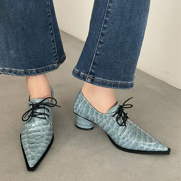 

dress shoes 2021 ins women round high heels lace up pumps scarpins designer patent leather black blue yellow party