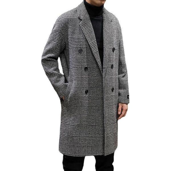 

men's wool & blends 2021 han edition autumn winter plover case woolen coats male slim long jacket fashion boutique trench coat, Black