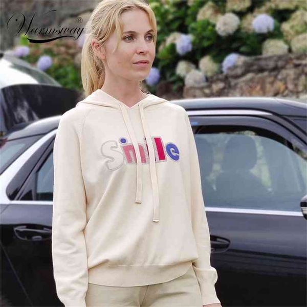 

spring fall hooded knit pullover streetwear oversized casual women's sweatshirt pullovers long sleeves c-191 210522, White;black
