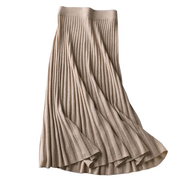 

Ladies autumn winter fashion knitted long rib skirt, Black;white