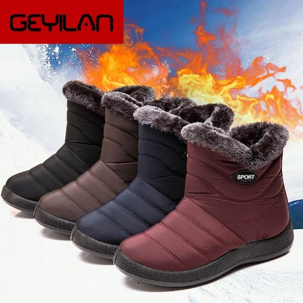 

boots women'sÂ snowÂ bootsÂ winterÂ ankle shortÂ bootieÂ waterproofÂ footwearÂ warm shoes plush footwear keep warm femake casual booties, Black