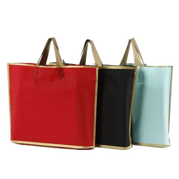 

50pcs 33x24x6cm thick large plastic shopping bags boutique gift clothing packaging bag with handle high-quality. wrap