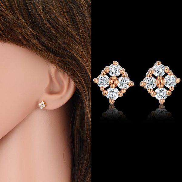 

stud retro mini rhinestones female cz earrings sweet small crystal, Golden;silver