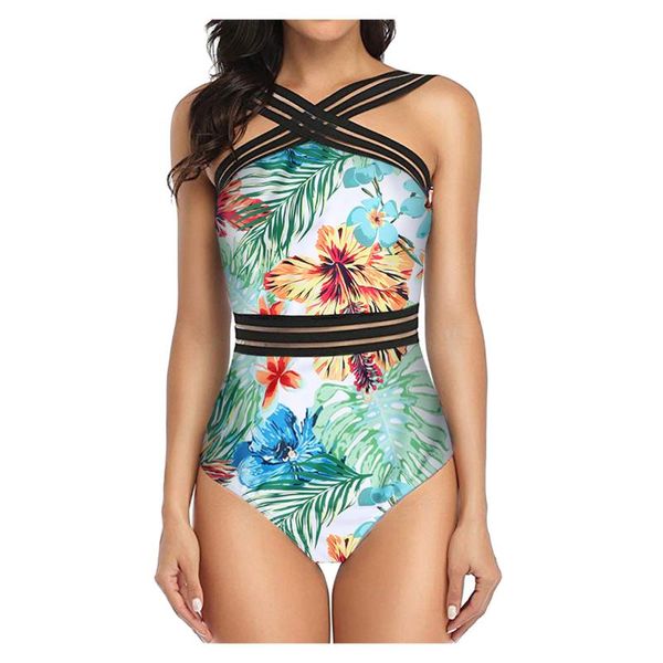 Menas de banho feminina 2021 One Piece Swimsuit Sexy Cartoon Impressa Mulheres Bathing Bathing Backless Monokiny feminino Biquinis